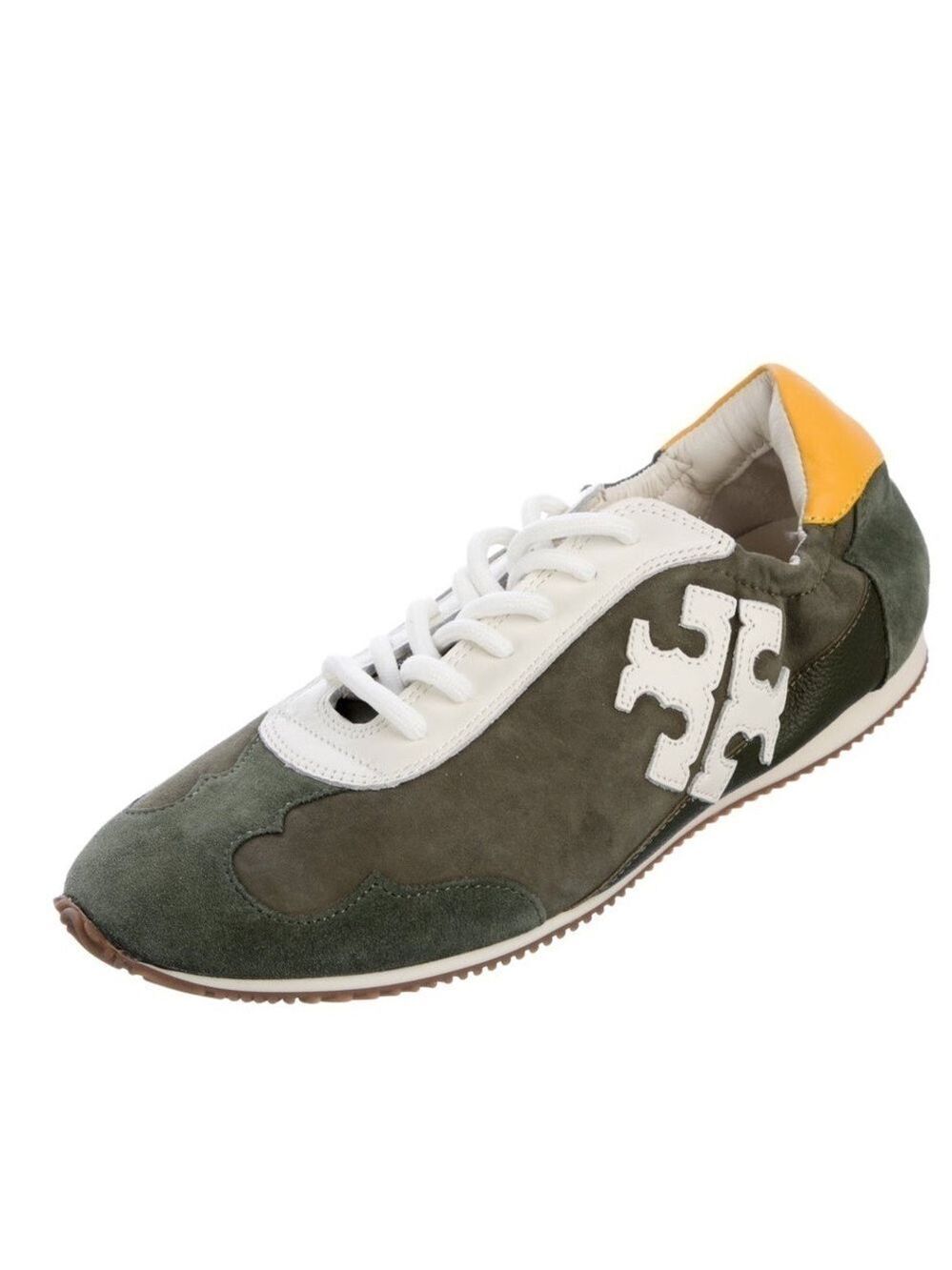 Tory Burch Suede Printed Sneakers in Green and Neutrals Size 9.5